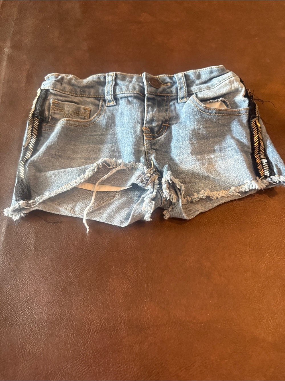 Light Blue Distressed Denim girls/kids Shorts with Side Trim